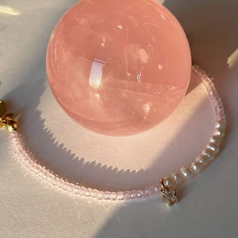 PEARLS & PALE PINK CRYSTAL BRACELET