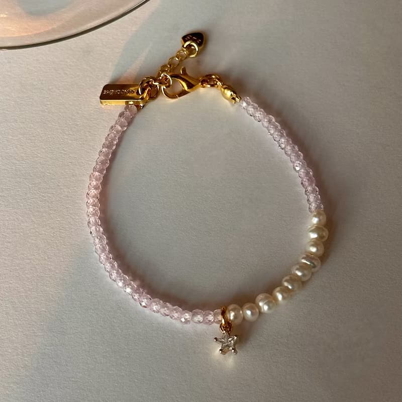PEARLS & PALE PINK CRYSTAL BRACELET