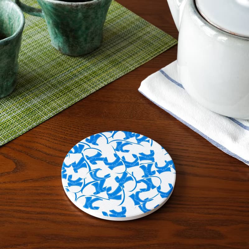 【錦源興】藍白拖陶瓷吸水杯墊 l 底部防滑 鶯歌陶瓷製 禮物 新居