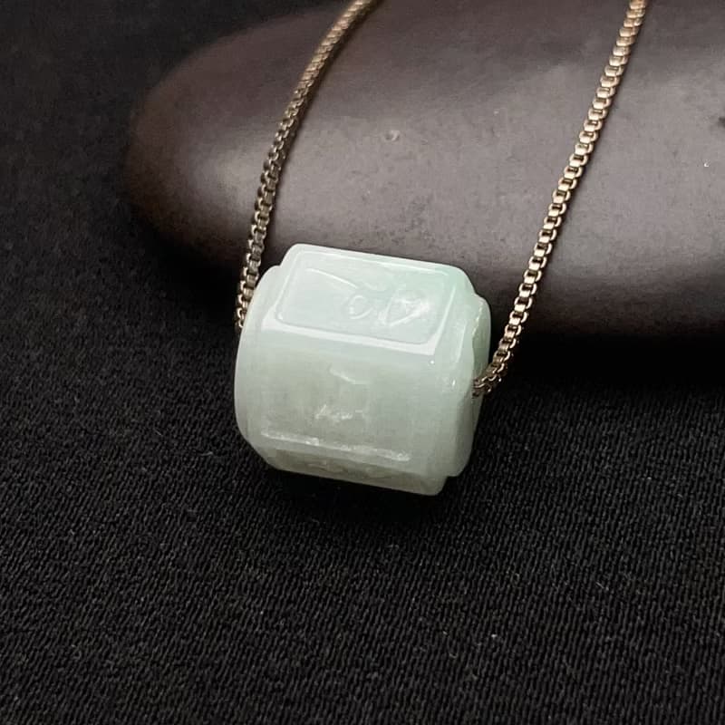 冰糯綠翡翠六角路路通項鍊 | 天然緬甸玉翡翠A貨