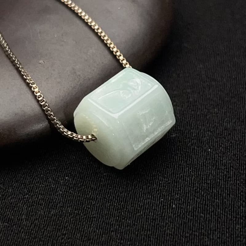 冰糯綠翡翠六角路路通項鍊 | 天然緬甸玉翡翠A貨