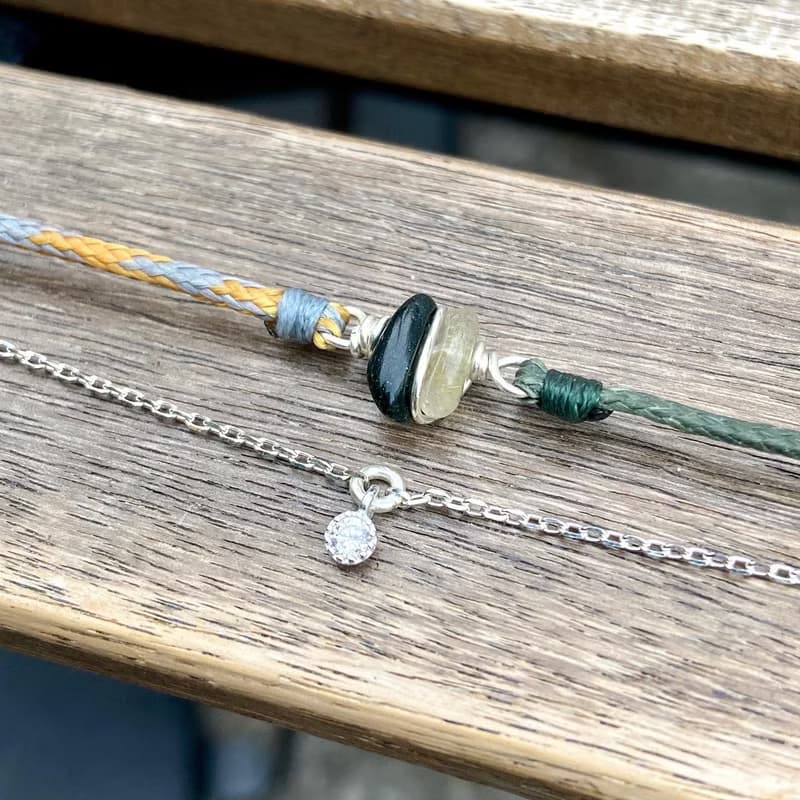 水晶衝浪繩純銀鍊組