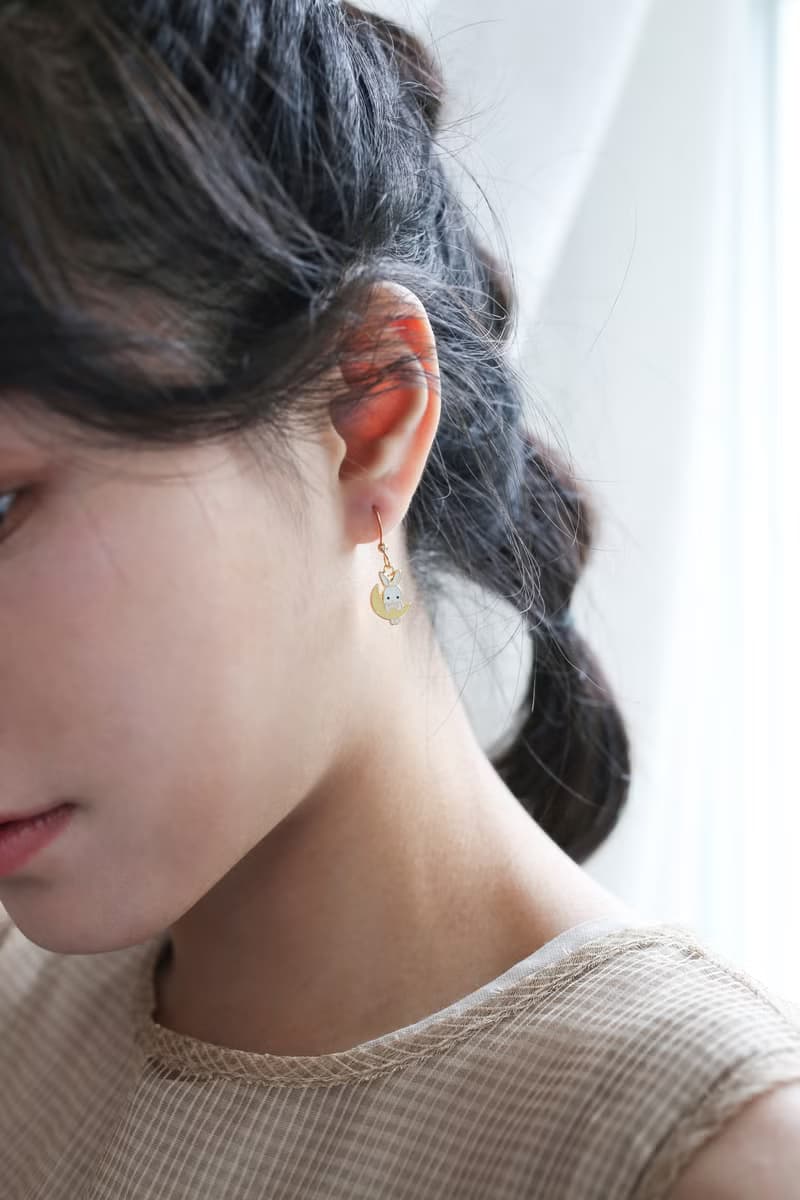 月亮兔 幸運花組合 生日禮物 紙盒包裝 夾式耳環 兔子 小花