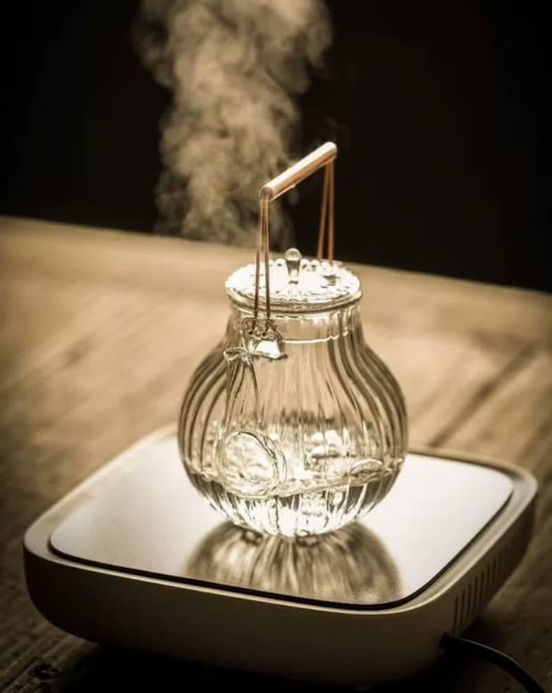 花瓣條紋玻璃茶壺 800ml