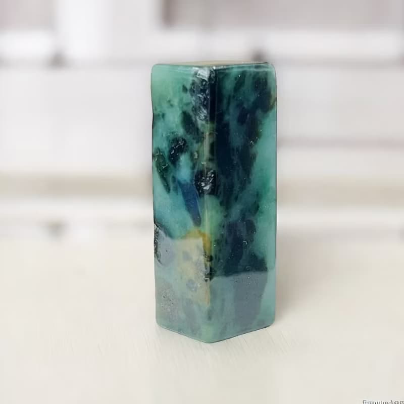 花青翡翠玉印章 | 天然緬甸玉A貨翡翠 | 送禮