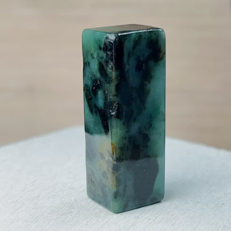 花青翡翠玉印章 | 天然緬甸玉A貨翡翠 | 送禮