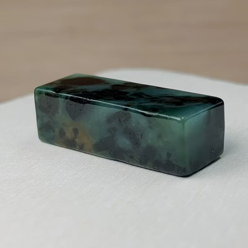 花青翡翠玉印章 | 天然緬甸玉A貨翡翠 | 送禮