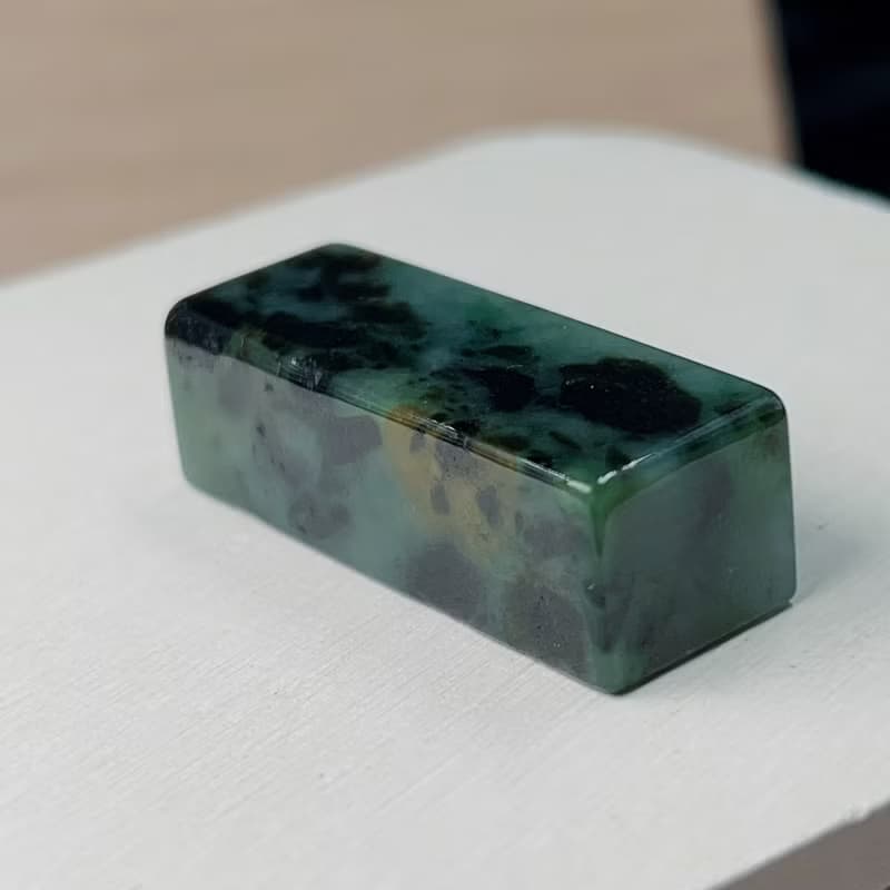 花青翡翠玉印章 | 天然緬甸玉A貨翡翠 | 送禮