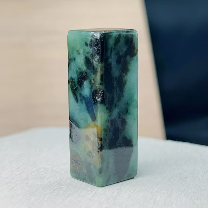 花青翡翠玉印章 | 天然緬甸玉A貨翡翠 | 送禮