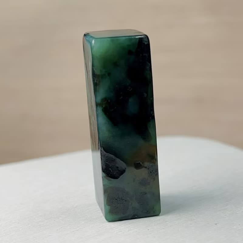 花青翡翠玉印章 | 天然緬甸玉A貨翡翠 | 送禮