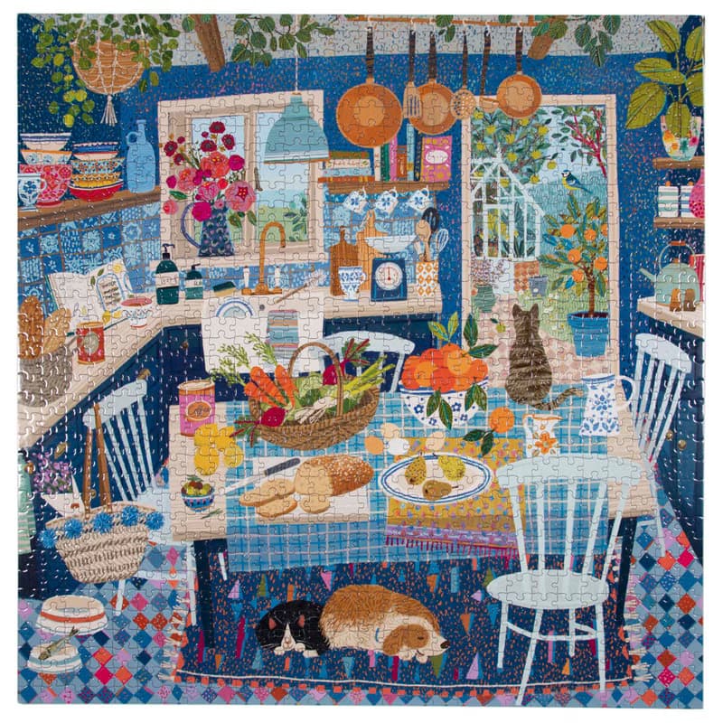 eeBoo 1000片拼圖- 藍色系廚房  Blue Kitchen 1000 Piece Puzzle