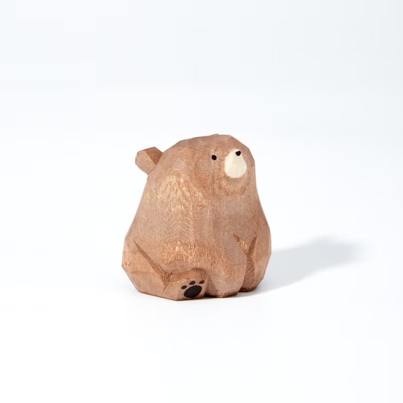 Tomo 棕色小熊木雕
