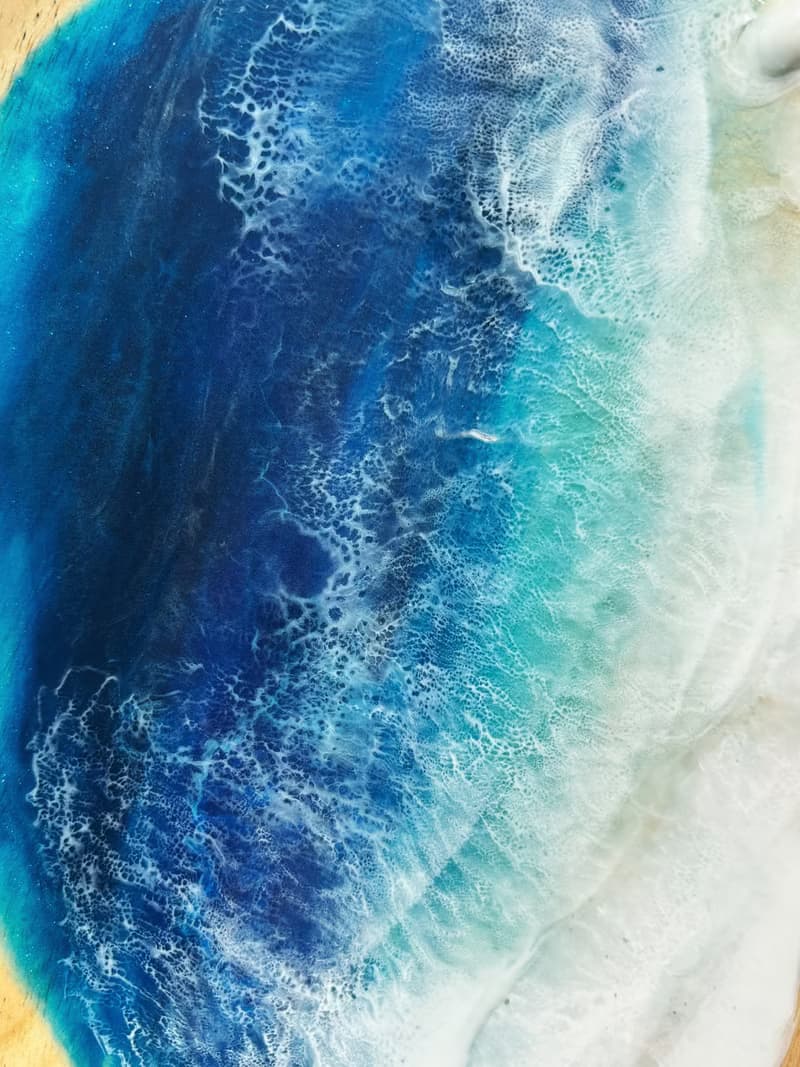 【現貨】神秘深海藍海浪圓木盤