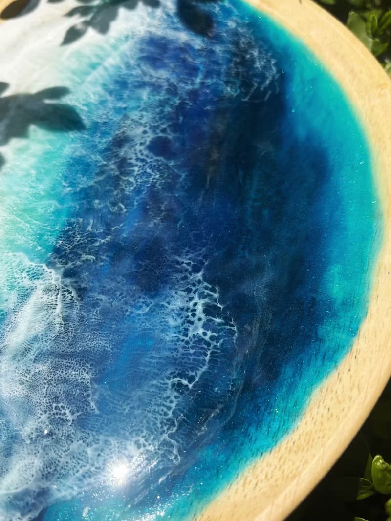 【現貨】神秘深海藍海浪圓木盤