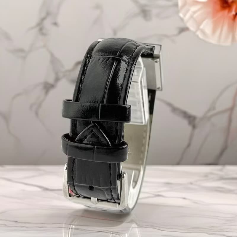 稀有中古Chanel Mademoiselle黑色石英古董錶 皮革帶 二手錶 女裝