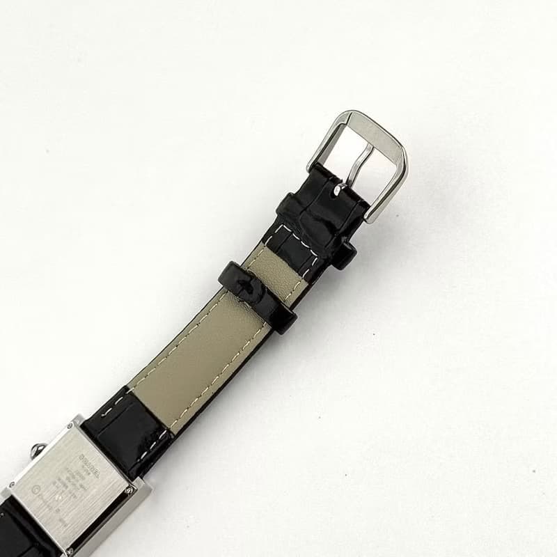 稀有中古Chanel Mademoiselle黑色石英古董錶 皮革帶 二手錶 女裝