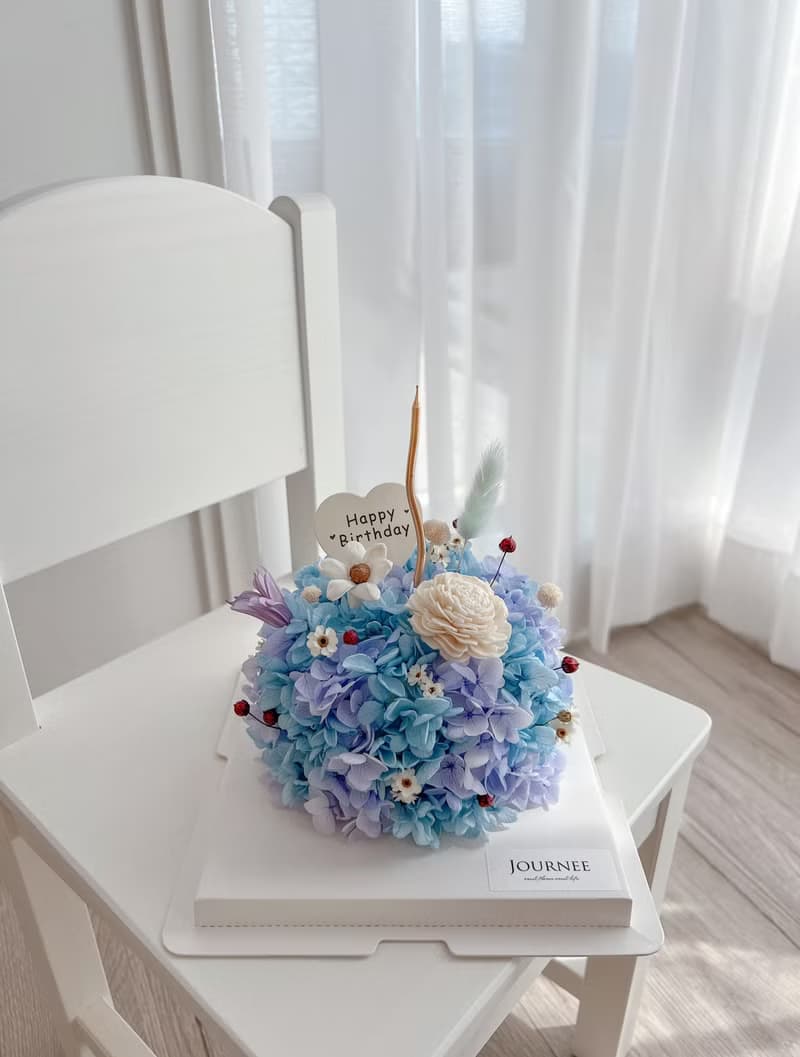 Journee夢幻藍紫小花蛋糕禮盒 永生花乾燥花蛋糕乾燥花束