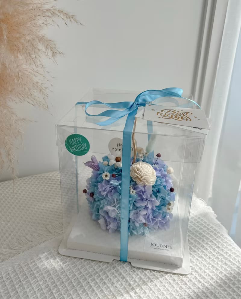 Journee夢幻藍紫小花蛋糕禮盒 永生花乾燥花蛋糕乾燥花束