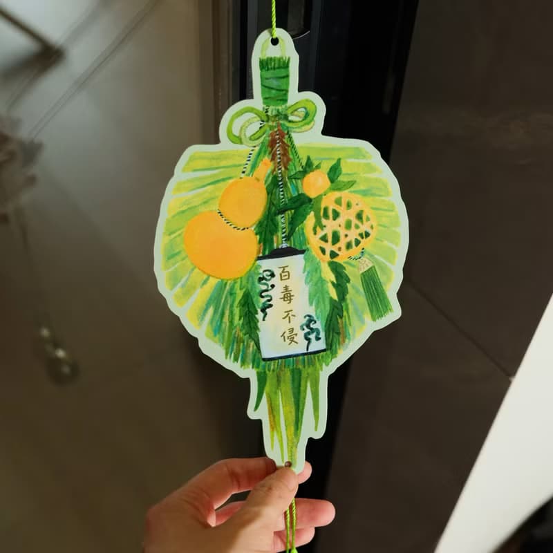 端午插畫卡紙吊飾 含鈴鐺 異形串繩卡 門掛裝飾卡 牆面裝飾卡