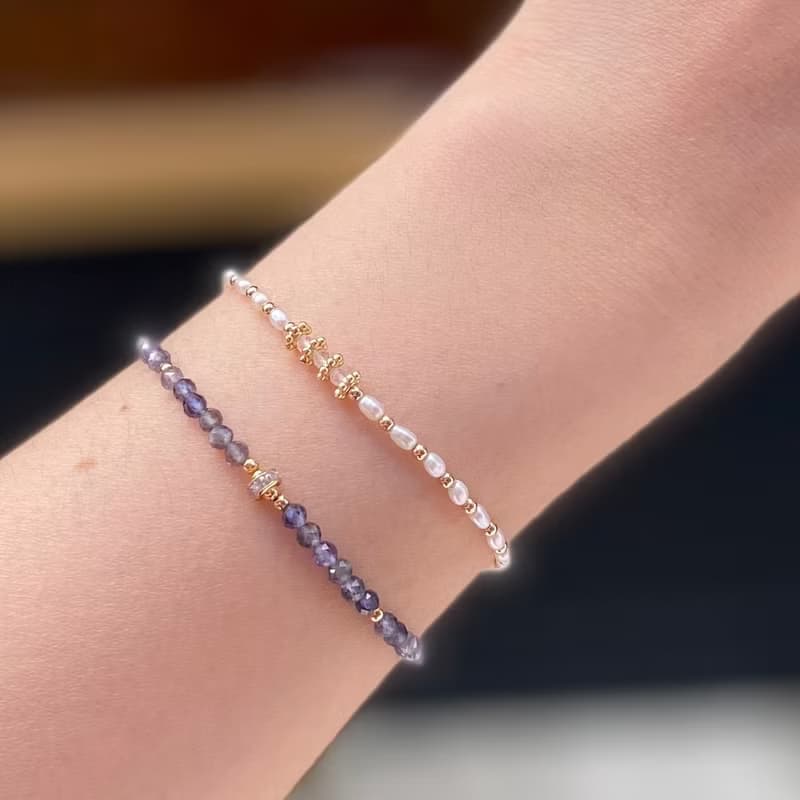 ITS-B131【設計款・堇青石】極品堇青石天然石水晶手鍊手環