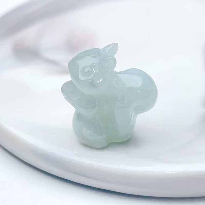 冰綠翡翠松鼠擺飾 | 天然緬甸翡翠A貨 | 送禮