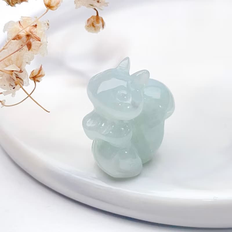 冰綠翡翠松鼠擺飾 | 天然緬甸翡翠A貨 | 送禮