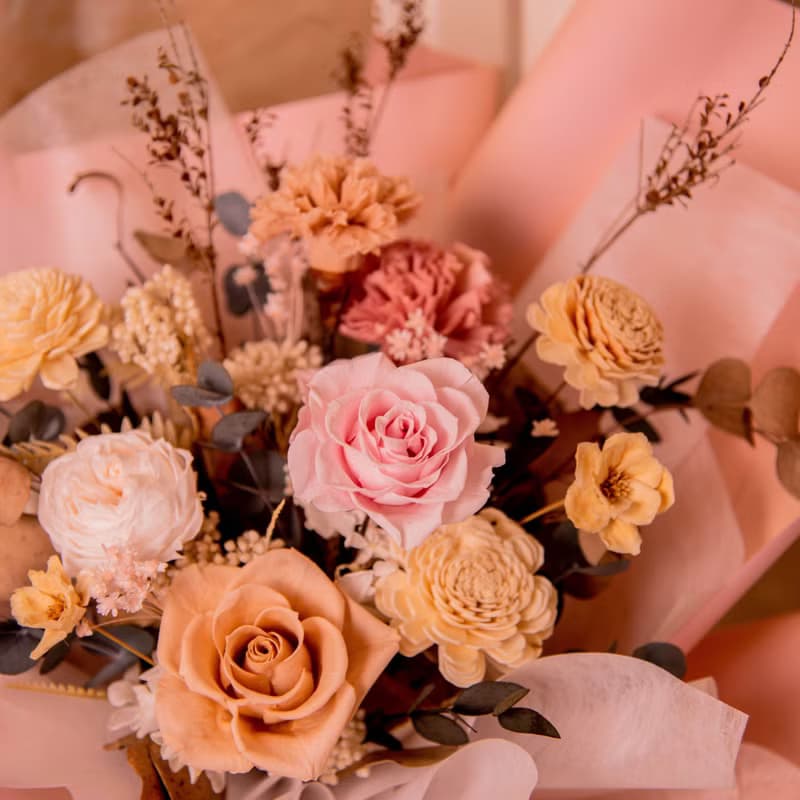 【氣質粉】情人節 求婚花束 大型 乾燥花 永生花花束 / 生日 告白