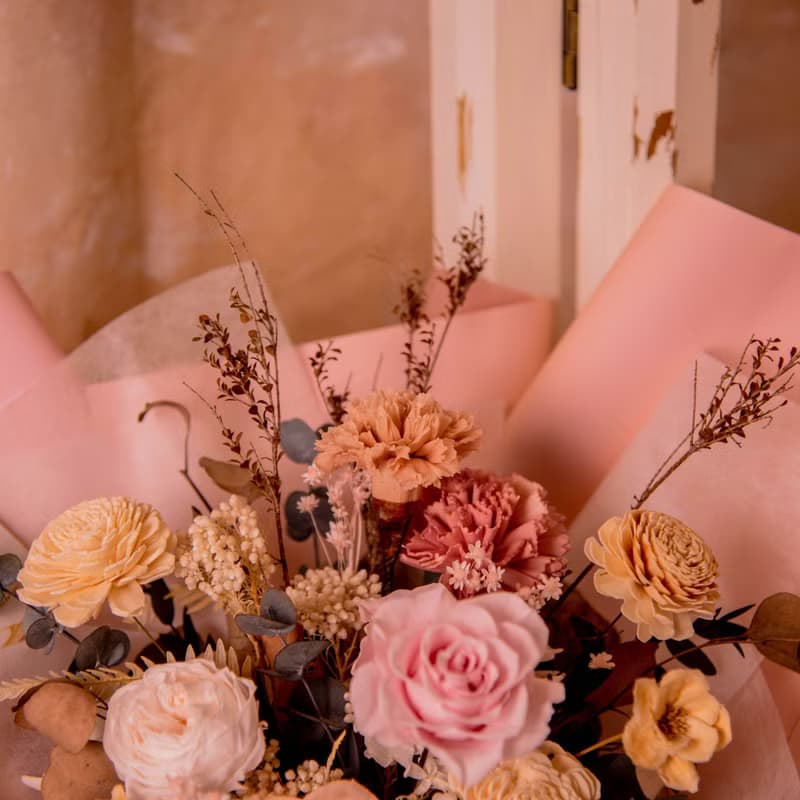 【氣質粉】情人節 求婚花束 大型 乾燥花 永生花花束 / 生日 告白