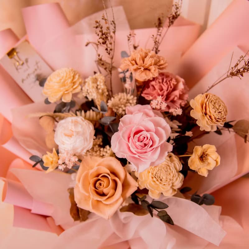 【氣質粉】情人節 求婚花束 大型 乾燥花 永生花花束 / 生日 告白