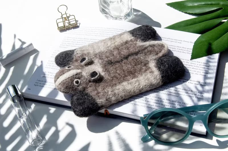 聖誕交換禮物 情人節禮物 森林系羊毛氈動物杯墊-白鼻心 果子狸