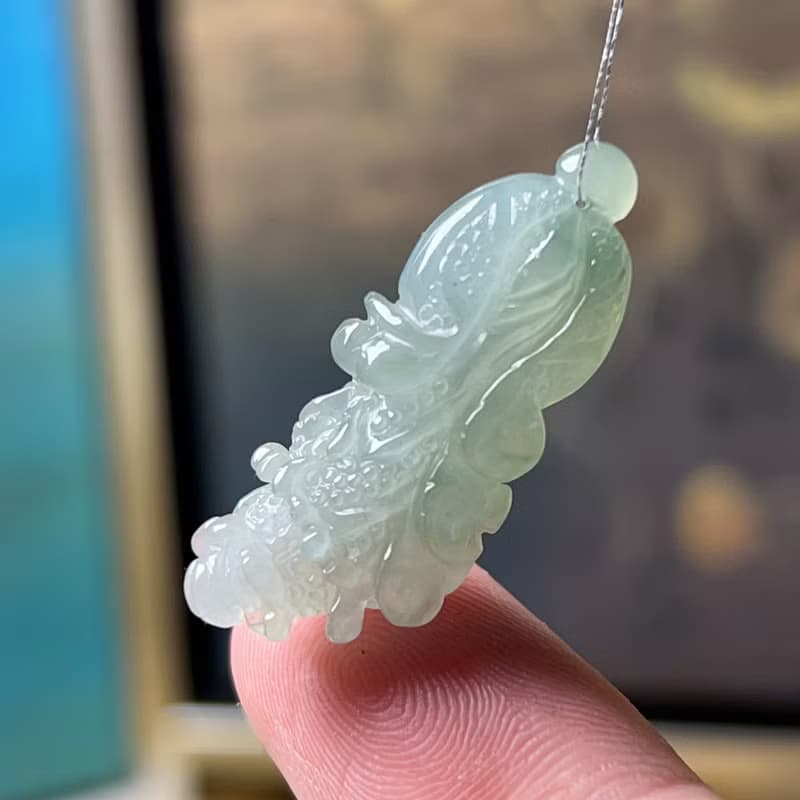 冰種翡翠巧雕白菜 | 天然緬甸A貨翡翠 | 送禮