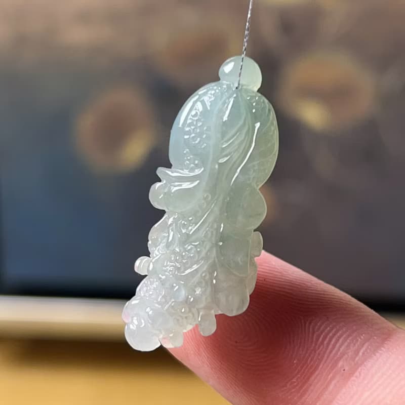 冰種翡翠巧雕白菜 | 天然緬甸A貨翡翠 | 送禮