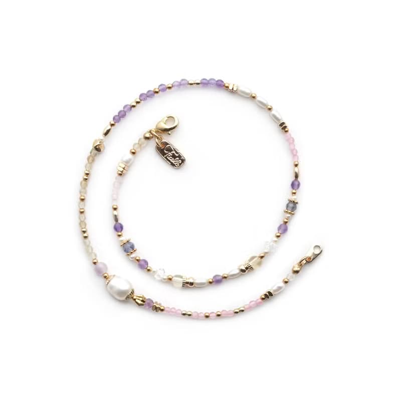 貴人 x 珍珠 紫水晶 粉貓眼石 【世界盡頭的戀人】雙層手鍊