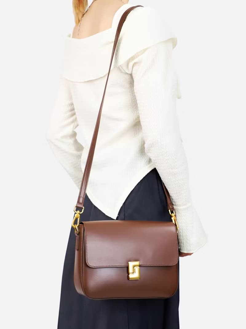 真皮豆腐包box小方包女士 高級感牛皮單肩斜挎女包腋下包