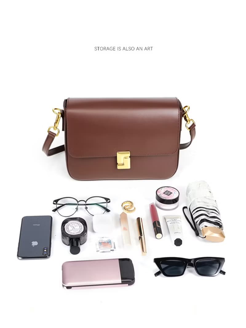 真皮豆腐包box小方包女士 高級感牛皮單肩斜挎女包腋下包