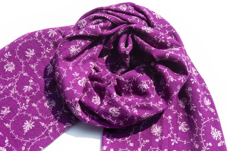 喀什米爾Cashmere/羊絨圍巾/純羊毛圍巾披巾/戒指絨披肩-刺繡花朵