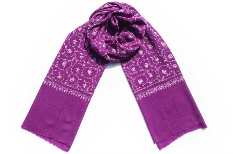 喀什米爾Cashmere/羊絨圍巾/純羊毛圍巾披巾/戒指絨披肩-刺繡花朵