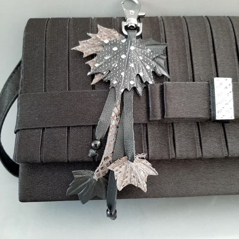 Maple Leaf Keychain Leather tassel charm Leather Pendant