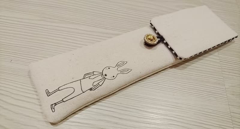 環保餐具收納袋 筷子袋 組合筷專用 雙層筷袋 手繪兔子先生款