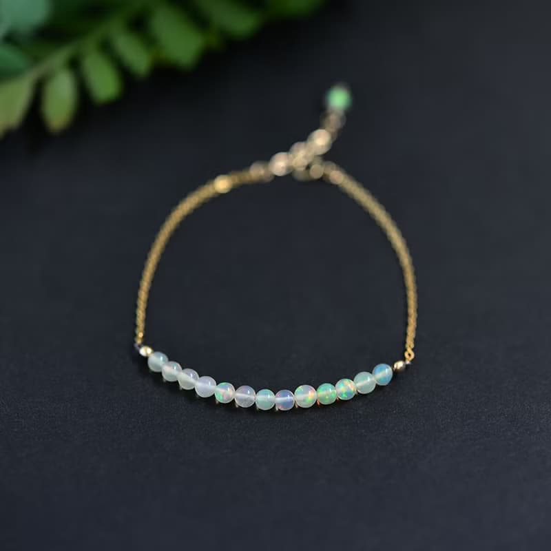 願いを叶う 妖精の石 ウォーターオパールのブレスレット 10月誕生石 14kgfバージョン