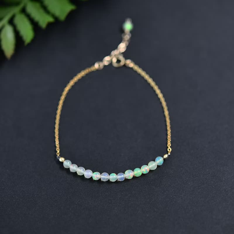 願いを叶う 妖精の石 ウォーターオパールのブレスレット 10月誕生石 14kgfバージョン