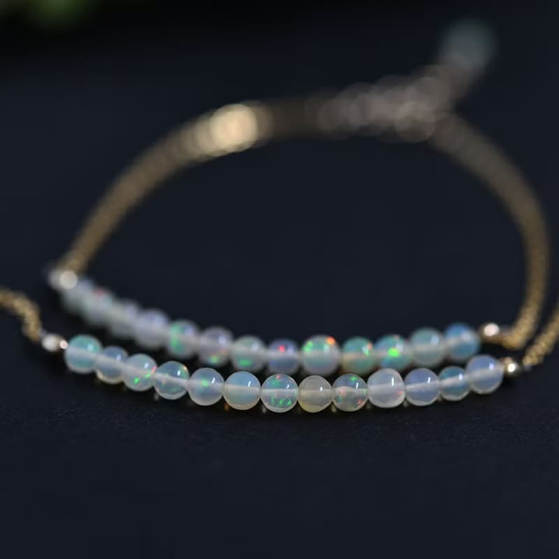 願いを叶う 妖精の石 ウォーターオパールのブレスレット 10月誕生石 14kgfバージョン