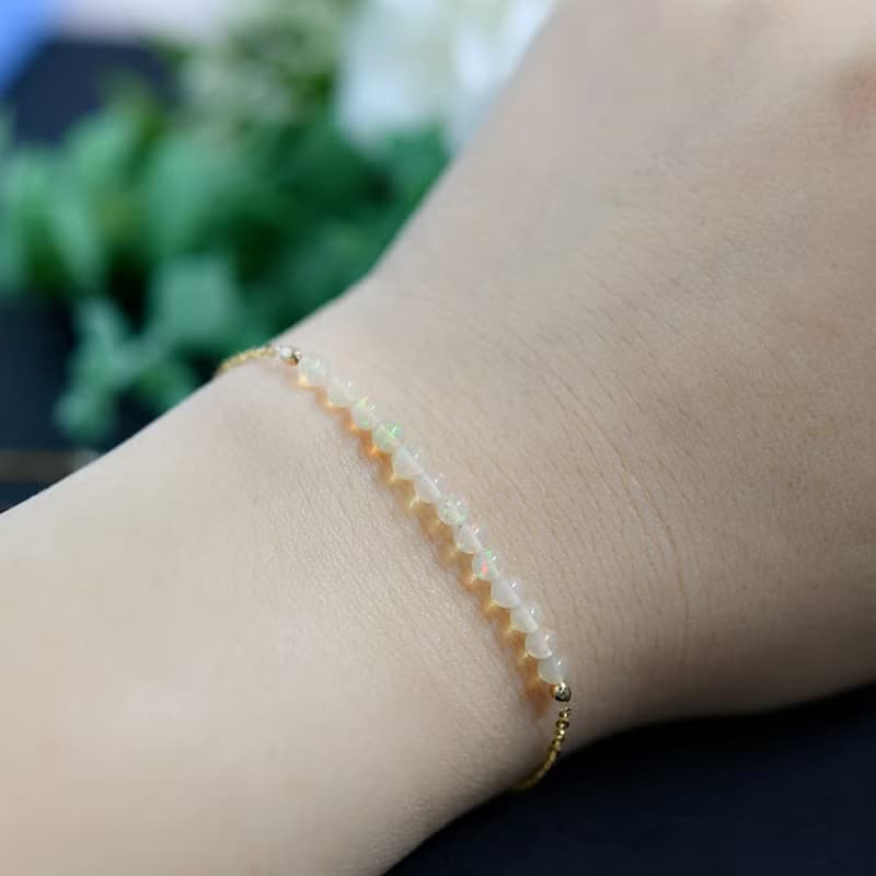 願いを叶う 妖精の石 ウォーターオパールのブレスレット 10月誕生石 14kgfバージョン