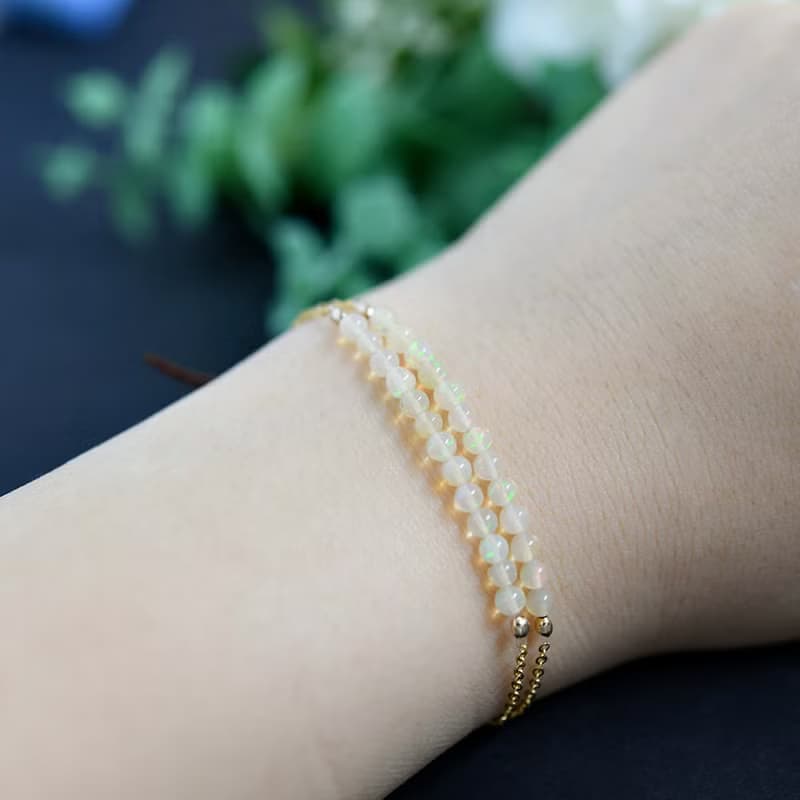 願いを叶う 妖精の石 ウォーターオパールのブレスレット 10月誕生石 14kgfバージョン