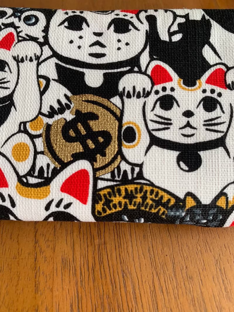 文青風環保筷袋 爆萌招財貓 收納袋 手作餐袋    招財貓
