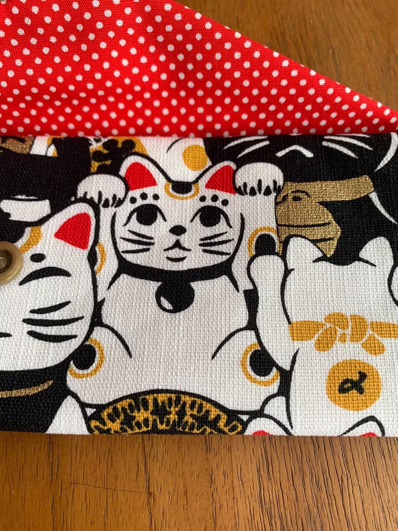 文青風環保筷袋 爆萌招財貓 收納袋 手作餐袋    招財貓