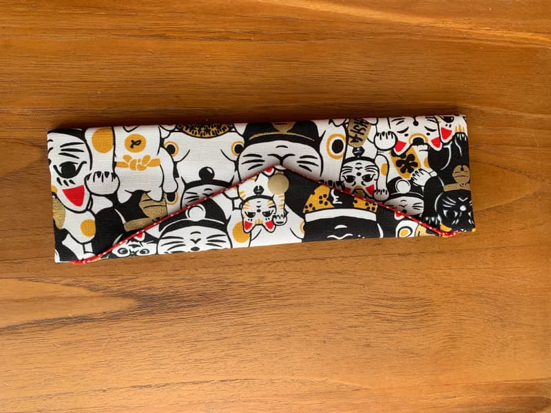 文青風環保筷袋 爆萌招財貓 收納袋 手作餐袋    招財貓