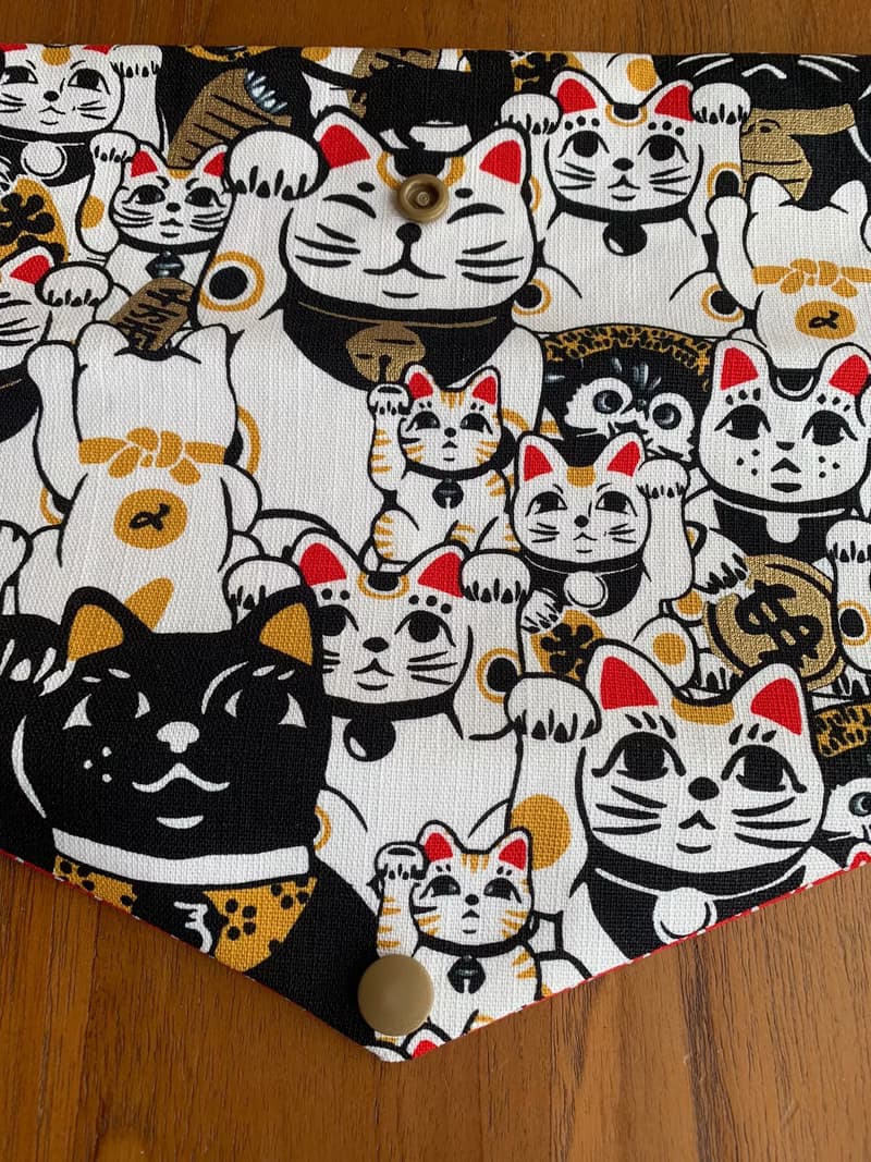 文青風環保筷袋 爆萌招財貓 收納袋 手作餐袋    招財貓