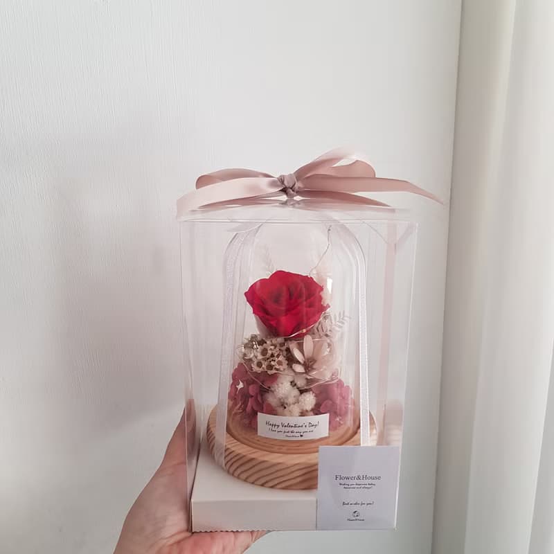 永生花|浪漫小夜燈永生玫瑰花盅|萬用 祝賀 生日 情人節 交換禮物