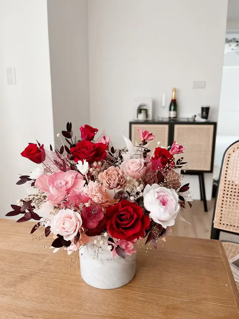 紅粉永生盆花 喜慶永生盆花 永生玫瑰花 開幕盆花 祝賀花禮 結婚